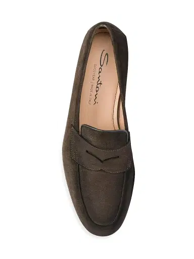 Santoni Women's Carla Suede Penny Loafers - Dark Brown - Size 12 | Thumbnail 5 Santoni Women's Carla Suede Penny Loafers - Dark Brown - Size 12 | Thumbnail 5