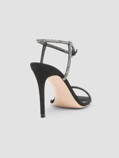 Gianvito Rossi Women's 95MM Crystal-Embellished Suede Sandals - Black | Thumbnail 2 Gianvito Rossi Women's 95MM Crystal-Embellished Suede Sandals - Black | Thumbnail 2