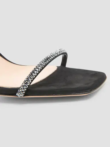 Gianvito Rossi Women's 95MM Crystal-Embellished Suede Sandals - Black | Thumbnail 3 Gianvito Rossi Women's 95MM Crystal-Embellished Suede Sandals - Black | Thumbnail 3