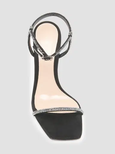Gianvito Rossi Women's 95MM Crystal-Embellished Suede Sandals - Black | Thumbnail 4 Gianvito Rossi Women's 95MM Crystal-Embellished Suede Sandals - Black | Thumbnail 4