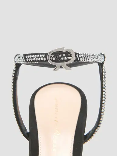 Gianvito Rossi Women's 95MM Crystal-Embellished Suede Sandals - Black | Thumbnail 5 Gianvito Rossi Women's 95MM Crystal-Embellished Suede Sandals - Black | Thumbnail 5