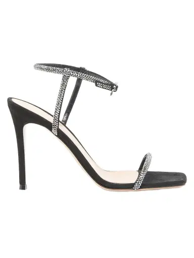 Gianvito Rossi Women's 95MM Crystal-Embellished Suede Sandals - Black | Thumbnail 1 Gianvito Rossi Women's 95MM Crystal-Embellished Suede Sandals - Black | Thumbnail 1