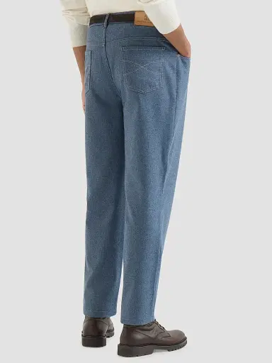 Brunello Cucinelli Men's Virgin Wool Flannel Five-Pocket Trousers - Cerulean - Size 48 | Thumbnail 3