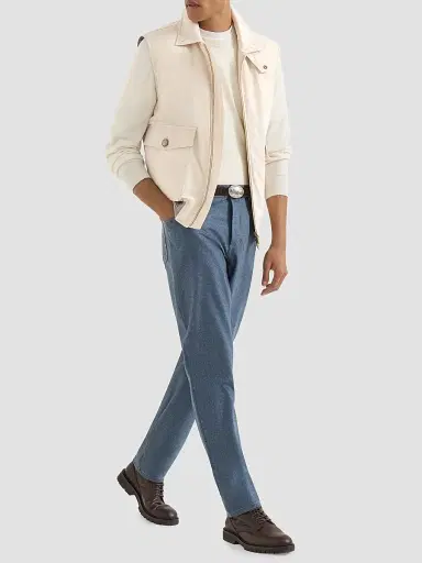 Brunello Cucinelli Men's Virgin Wool Flannel Five-Pocket Trousers - Cerulean - Size 48 | Thumbnail 6