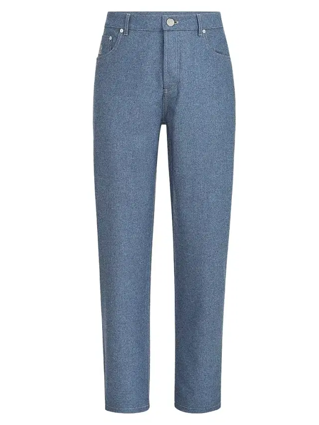 Brunello Cucinelli Men's Virgin Wool Flannel Five-Pocket Trousers - Cerulean - Size 48