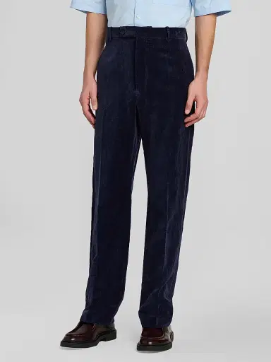 Jil Sander Men's Cotton-Linen Velvet Trousers - Midnight - Size 38 | Thumbnail 4 Jil Sander Men's Cotton-Linen Velvet Trousers - Midnight - Size 38 | Thumbnail 4