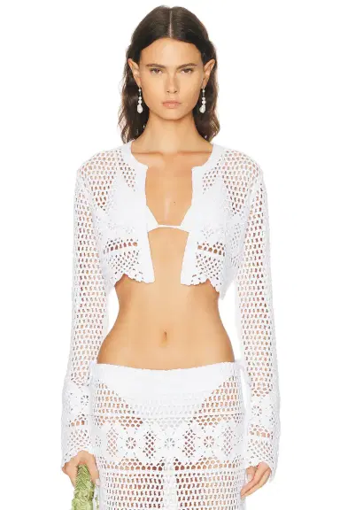 Skims Crochet Swim Cropped Cardigan | Thumbnail 1 Skims Crochet Swim Cropped Cardigan | Thumbnail 1