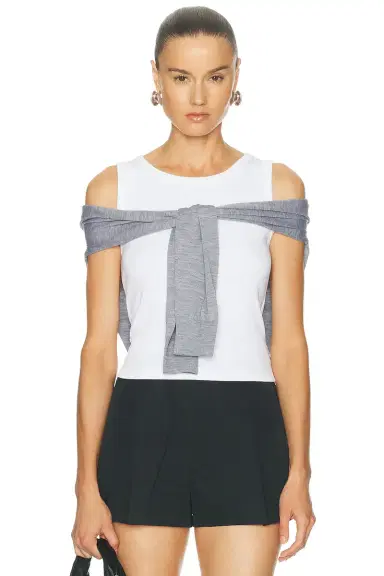 Alexander Wang Pre-Styled Tank Top With Draped Cardigan | Thumbnail 1