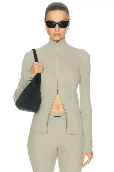 Fear of God Essentials Rib Knit Zip Up Jacket | Thumbnail 1 Fear of God Essentials Rib Knit Zip Up Jacket | Thumbnail 1