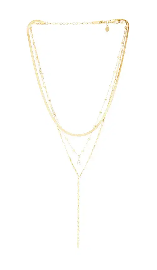 petit moments Layered Stone Lariat Necklace
