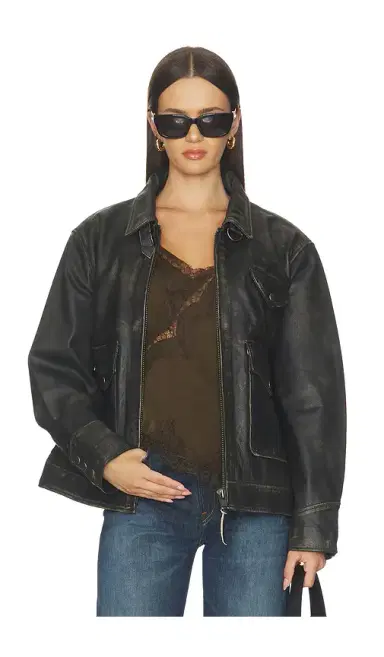 Found Distressed Leather Pocket Jacket | Thumbnail 1