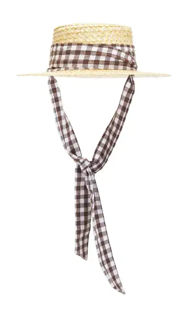 8 Other Reasons Straw Boater Hat With Gingham Ribbon Band | Thumbnail 2