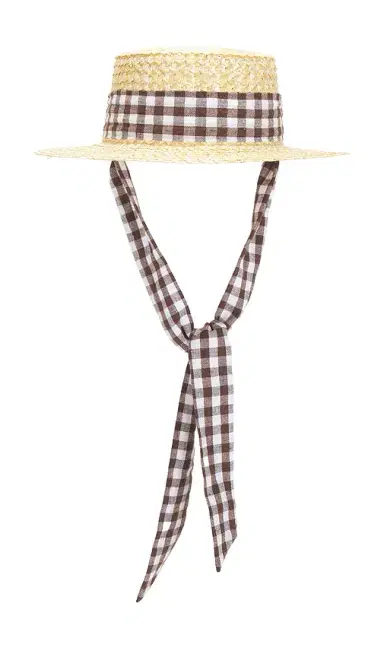8 Other Reasons Straw Boater Hat With Gingham Ribbon Band | Thumbnail 3