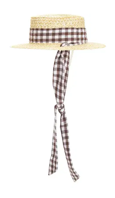8 Other Reasons Straw Boater Hat With Gingham Ribbon Band | Thumbnail 4