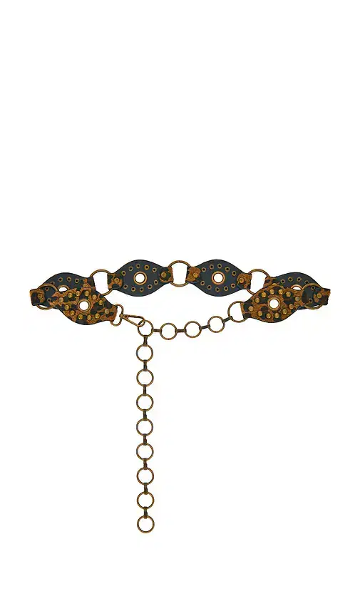 8 Other Reasons Leopard Ponyhair Waist Belt With Brass Studs
