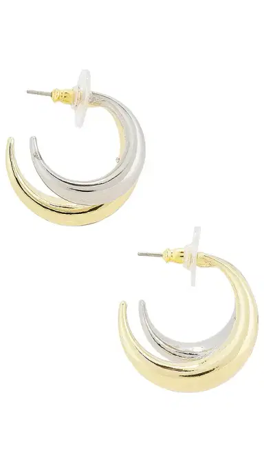 BaubleBar Mixed Metal Double Hoop Earrings | Thumbnail 2