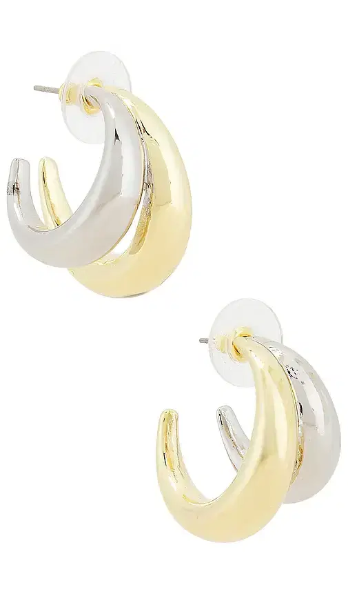 Mixed Metal Double Hoop Earrings