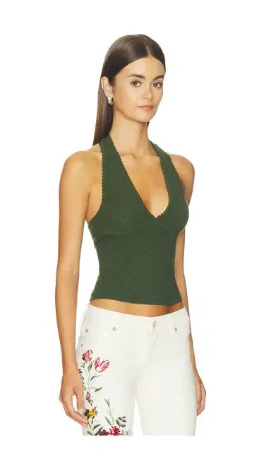 Alice + Olivia Alice + Olivia Pearl Pointelle Tie Back Halter Top | Thumbnail 2