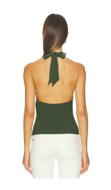 Alice + Olivia Alice + Olivia Pearl Pointelle Tie Back Halter Top | Thumbnail 3