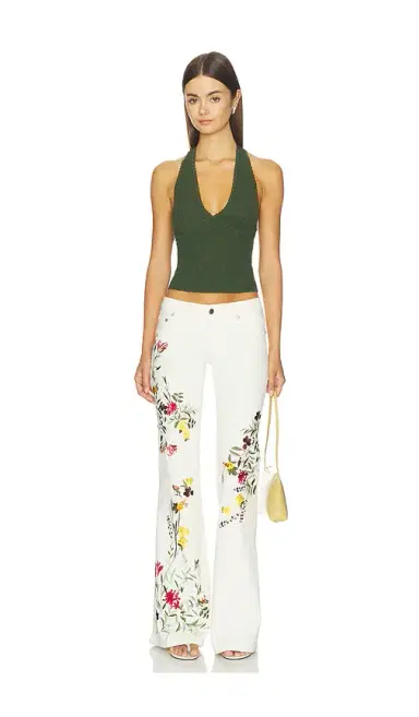 Alice + Olivia Alice + Olivia Pearl Pointelle Tie Back Halter Top | Thumbnail 4
