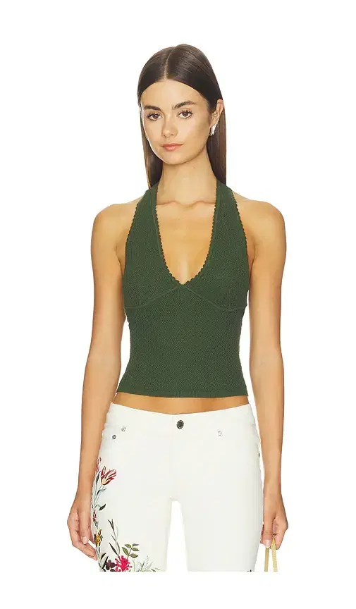 Alice + Olivia Alice + Olivia Pearl Pointelle Tie Back Halter Top
