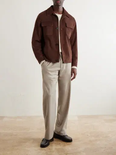 Lardini Straight-Leg Stretch-Wool Flannel Trousers - Men | Thumbnail 2