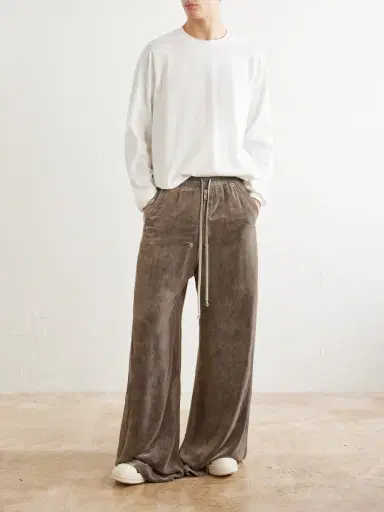 Rick Owens Bela Wide-Leg Drawstring Velour Trousers - Men | Thumbnail 2