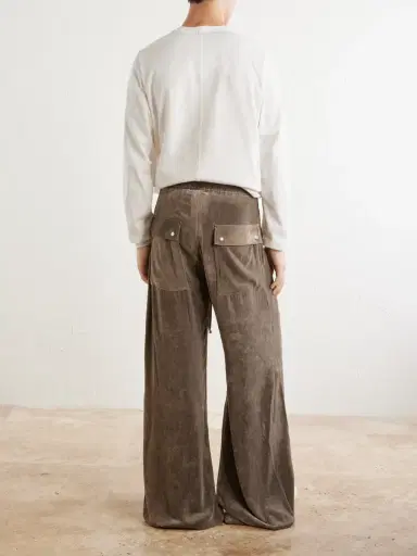 Rick Owens Bela Wide-Leg Drawstring Velour Trousers - Men | Thumbnail 4