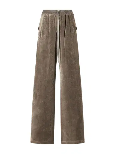 Rick Owens Bela Wide-Leg Drawstring Velour Trousers - Men | Thumbnail 1