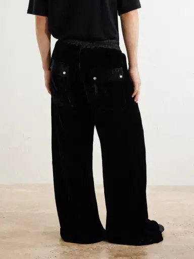 Rick Owens Bela Wide-Leg Drawstring Velour Trousers - Men | Thumbnail 4