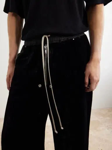 Rick Owens Bela Wide-Leg Drawstring Velour Trousers - Men | Thumbnail 5