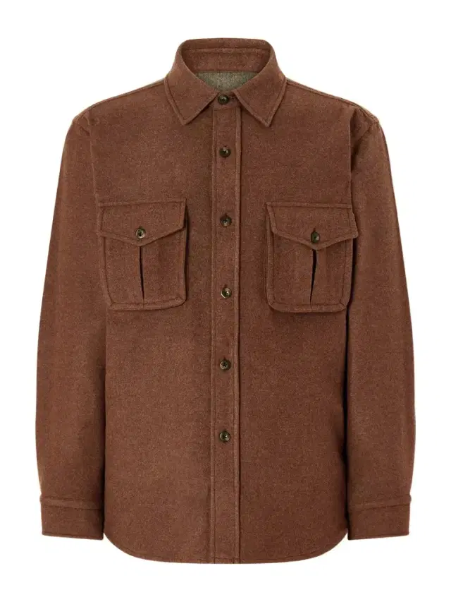 Caruso Houndstooth Brushed Wool Overshirt - Men