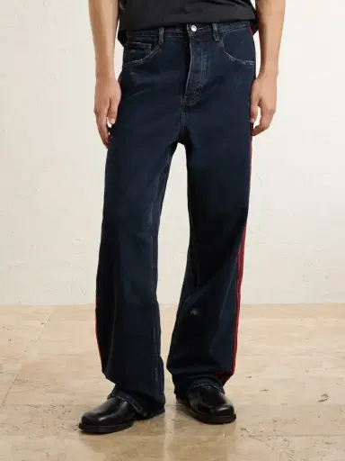 Nahmias Destroyed Wide-Leg Striped Jeans - Men | Thumbnail 3 Nahmias Destroyed Wide-Leg Striped Jeans - Men | Thumbnail 3