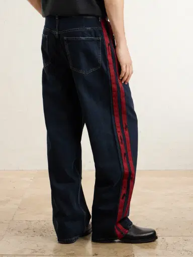 Nahmias Destroyed Wide-Leg Striped Jeans - Men | Thumbnail 4 Nahmias Destroyed Wide-Leg Striped Jeans - Men | Thumbnail 4
