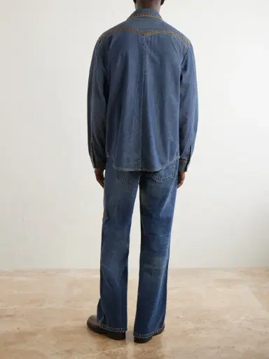 MANAAKI Tukutuku Embroidered Denim Shirt - Men | Thumbnail 4