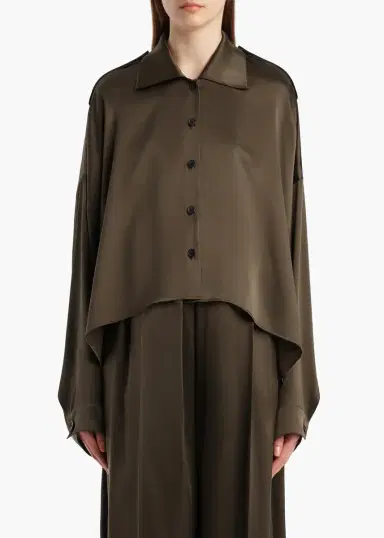 Khaite Bodine Top In Dark Olive Silk | Thumbnail 3 Khaite Bodine Top In Dark Olive Silk | Thumbnail 3