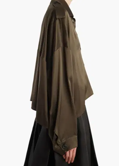 Khaite Bodine Top In Dark Olive Silk | Thumbnail 6 Khaite Bodine Top In Dark Olive Silk | Thumbnail 6