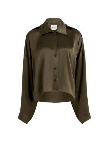 Khaite Bodine Top In Dark Olive Silk | Thumbnail 1 Khaite Bodine Top In Dark Olive Silk | Thumbnail 1