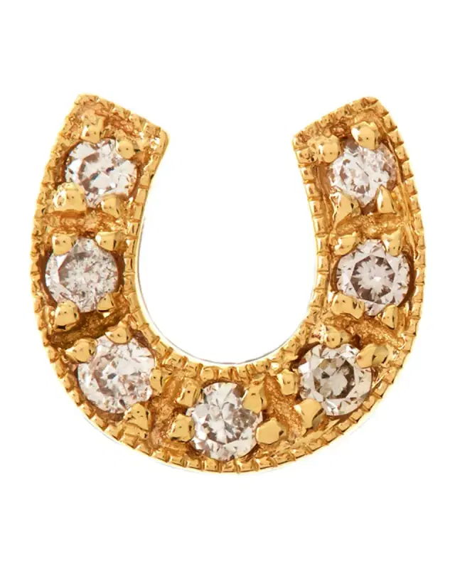 Sydney Evan 14K Diamond Horseshoe Stud Earring, Single