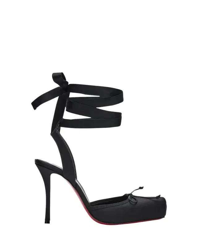 Christian Louboutin 100mm Cassia Silk Ankle-Tie Ballerina Pumps