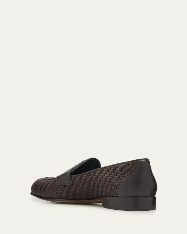 Brioni Men's Appia Woven Leather Penny Loafers | Thumbnail 2