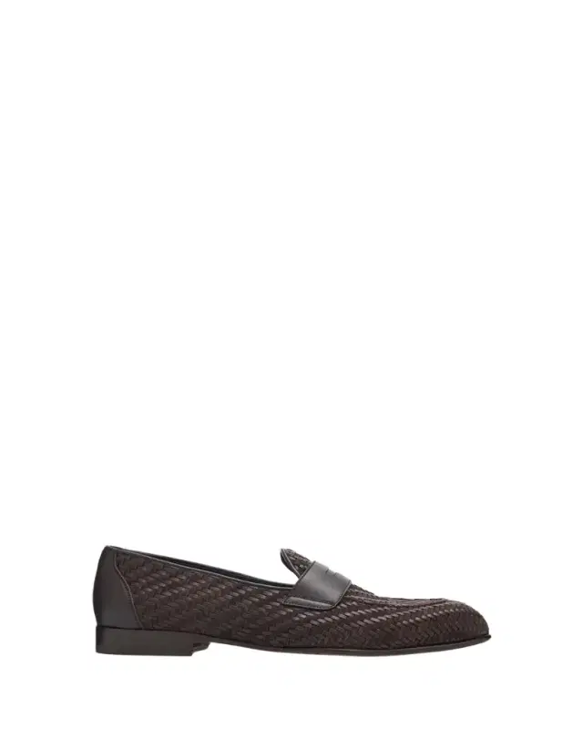 Brioni Men's Appia Woven Leather Penny Loafers