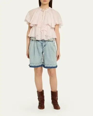 Etoile Isabel Marant Lorna Scalloped-Trim Cotton Voile Blouse | Thumbnail 2