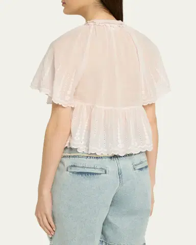 Etoile Isabel Marant Lorna Scalloped-Trim Cotton Voile Blouse | Thumbnail 3