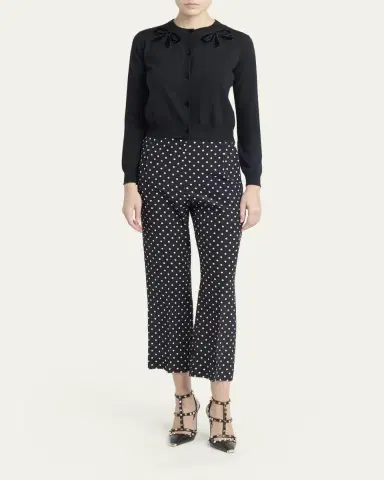Valentino Garavani Velvet Bow Wool Crewneck Cardigan | Thumbnail 2