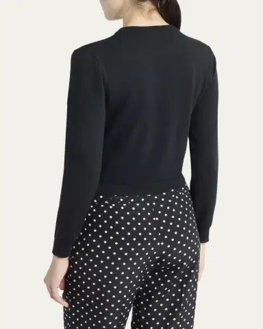 Valentino Garavani Velvet Bow Wool Crewneck Cardigan | Thumbnail 3