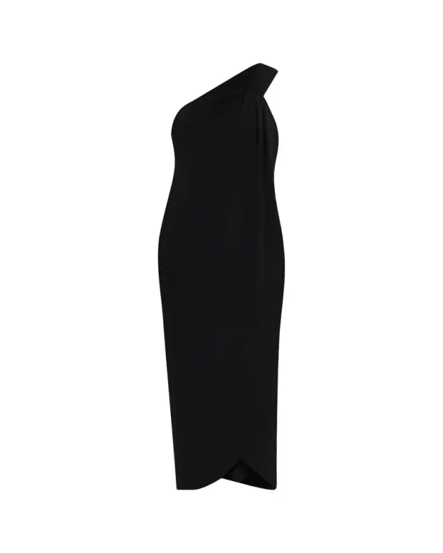 Ronny Kobo Xaden Draped One-Shoulder Crepe Maxi Dress