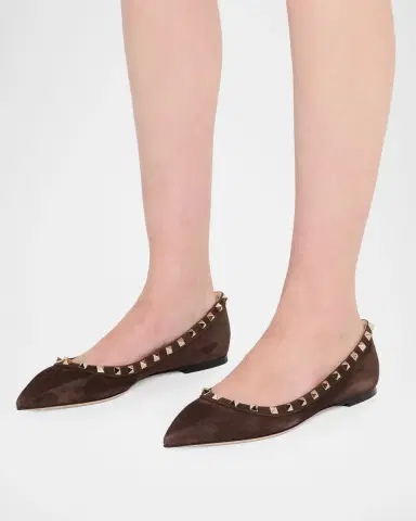 Valentino Garavani 5mm Rockstud Suede Ballerina Flats | Thumbnail 2 Valentino Garavani 5mm Rockstud Suede Ballerina Flats | Thumbnail 2