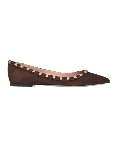 Valentino Garavani 5mm Rockstud Suede Ballerina Flats | Thumbnail 1 Valentino Garavani 5mm Rockstud Suede Ballerina Flats | Thumbnail 1