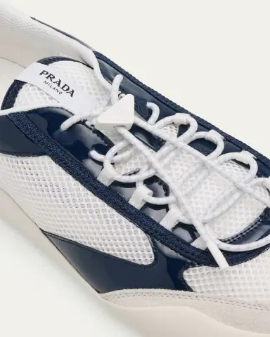 Prada Men's Speedrock Leather and Mesh Sneakers | Thumbnail 3